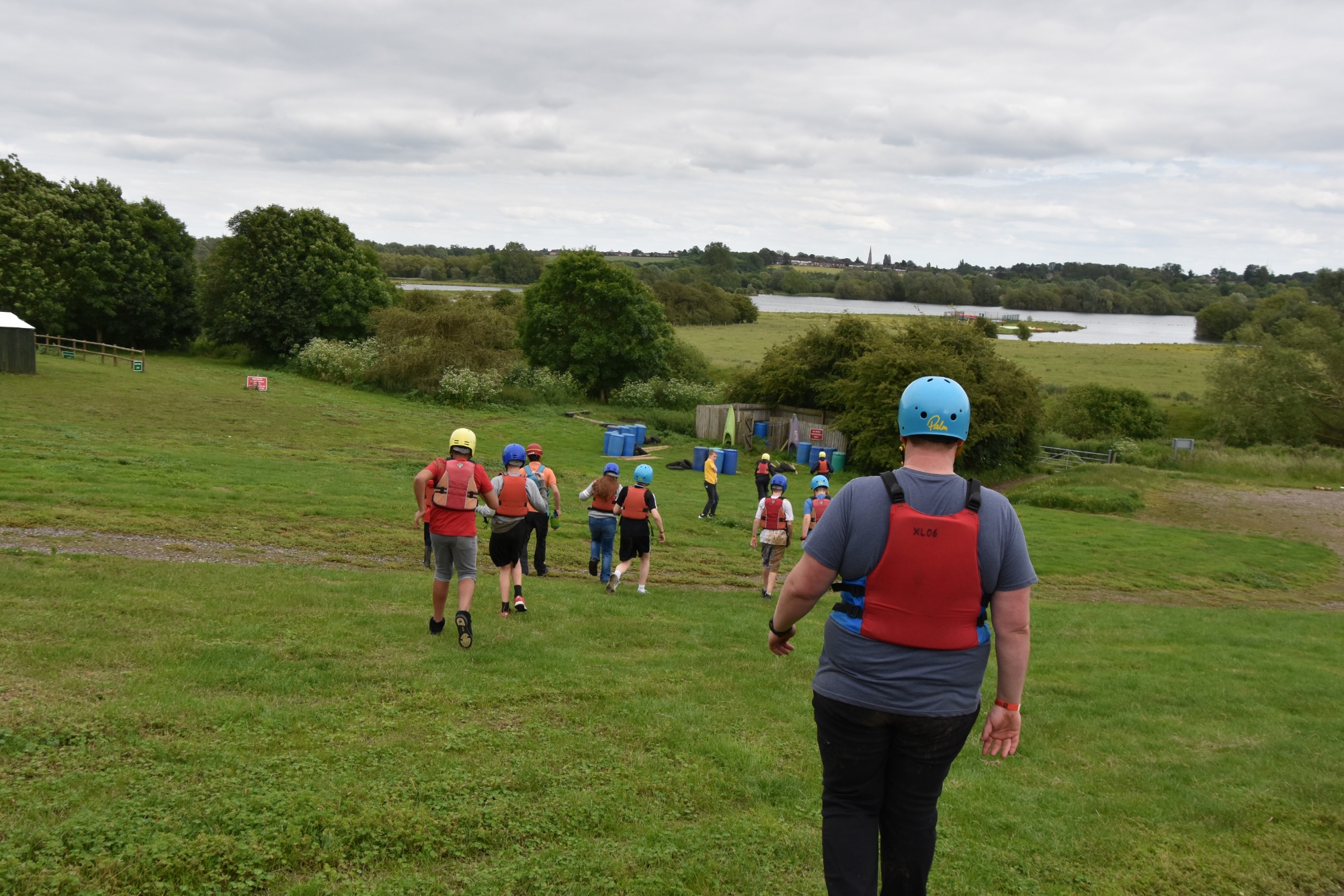 Pupils on their way to 'Raft Building' at Rock UK